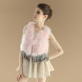Sweety Nature Turkey Fur Vest With Ostrich Fur Waistcoat Fashion Women Fur Tassels Gilet - Pink