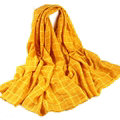 Classic Plaid Unisex Scarf Shawl Winter Warm Cotton Solid Panties 150*120CM - Yellow