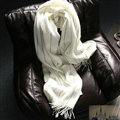 Classic Unisex Scarf Shawl Winter Warm Cashmere Solid Panties 200*60CM - White