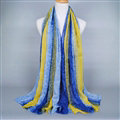 Colorful Chiffon Scarf Shawls Winter Women Print Floral Solid Scarves 180*90CM - Blue