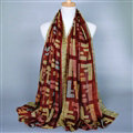 Colorful Chiffon Scarf Shawls Winter Women Print Scarves 180*90CM - Dark Red