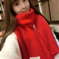 Cute Unisex Scarf Shawl Winter Warm Wool Solid Wraps 180*60CM - Red