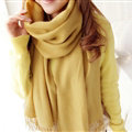 Fashion Tassels Women Scarf Shawl Winter Warm Wool Solid Panties 206*60CM - Yellow