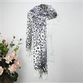 Fringed Leopard Print Scarf Shawls Women Winter Warm Cashmere Panties 180*70CM - White