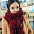 Patchwork Unisex Scarf Shawls Winter Warm Mohair Solid Scarves 190*40CM - Red