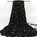 Print Fawn Women Pashmina Shawl Winter Warm Cotton Solid Panties 190*150CM - Black