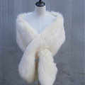 Quality Bridal Fur Scarf Shawls Women Winter Warm Solid Panties 165*30CM - White