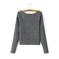Sweater Women Knitwear Casual Long Sleeved Slim Shoulder Padding - Grey