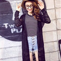 Winter Fashion Sweater Cardigan Coat Hook Hollow Crocheted Open Stitch Solid - Black