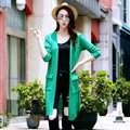 Winter Sweater Female Coat Cardigan Fashion Flat Knitted Pockets Long Sleeved - Green