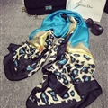 Colorful Leopard Print Scarf Shawls Women Winter Warm Silk Panties 180*100CM - Blue