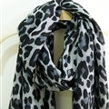 Leopard Print Scarf Scarves For Women Winter Warm Cotton Panties 195*100CM - Grey