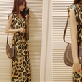 Classy Dresses Summer Girls Chiffon Printed Leopard Print Long - Green