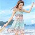 Cute Dresses Summer Girls Affordable Flower Bohemian Coast Chiffon - Cyan