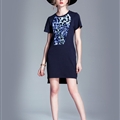 Fashion Dresses Summer Ladies Leopard Print Cotton Classy Short Knitted - Black