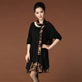 Fashion Dresses Winter Ladies Leopard Print Chiffon Plus Size Knitted Scarf - Black