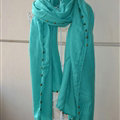 Classic Beaded Scarf Scarves For Women Winter Warm Cotton Panties 215*85CM - Blackish Green