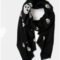 Classic Skull Scarf Shawls Women Winter Warm Wool Panties 180*70CM - Black