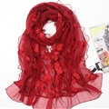 Good Floral Lace Women Scarf Shawls Winter Warm Polyester Scarves 195*56CM - Red