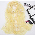 Good Floral Lace Women Scarf Shawls Winter Warm Polyester Scarves 195*56CM - Yellow