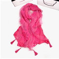 Pretty Embroidered Floral Beaded Scarves Wrap Women Winter Warm Cotton 200*38CM - Rose
