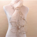 Pretty Floral Lace Scarf Shawls Women Winter Warm Silk Panties 180*70CM - Beige