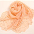 Ruffle Embroidered Beaded Scarves Wrap Women Winter Warm Silk Panties 160*50CM - Orange