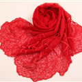 Ruffle Embroidered Beaded Scarves Wrap Women Winter Warm Silk Panties 160*50CM - Red