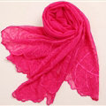 Ruffle Embroidered Beaded Scarves Wrap Women Winter Warm Silk Panties 160*50CM - Rose