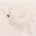 Ruffle Embroidered Beaded Scarves Wrap Women Winter Warm Silk Panties 160*50CM - White