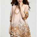 Classy Dresses Summer Women Skirts Leopard Print Plus Size Lantern Sleeve - Yellow