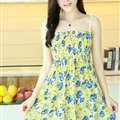 Cute Dresses Summer Girls Sleeveless Floral Short Sundresses - Yellow Blue