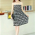 Cute Dresses Summer Girls Sleeveless Stripe Short Sundresses - Black