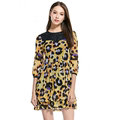 Gorgeous Dresses Fall Women Elbow-Length Sleeve Ruffle Leopard Print - Yellow
