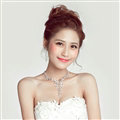 Alloy Rhinestone Flower Bride Jewelry Sets Necklace Earrings Women Wedding Accessories - Silver
