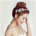 Crystal Alloy Hollow Flower Soft Chain Bride Headbands Women Wedding Hair Accessories - White