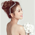 Crystal Diamond Alloy Flower Soft Chain Bride Headbands Women Wedding Hair Accessories - Silver