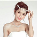 Flower Alloy Rhinestone Bohemia Bridal Frontlet Pendant Pearls Headbands Hair Accessories - White