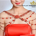 Hot sales Bridal Alloy Rhinestone Flower Shoulder Chain Unique Wedding Stage Jewelry - Red