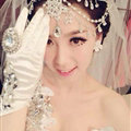 Rhinestone Alloy Flower Tassel Bohemia Bridal Frontlet Stage Headband Hair Accessories - White