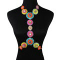 Alloy Rhinestone Flower Pendant Gem Necklace Bikini Beach Dress Decro Body Chain Jewelry - Coloured