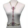 Bling Rhinestone Crystal Body Chain Bikini Beach Party Swimsuit Necklace Jewelry - Rose