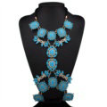 Bling Rhinestone Flower Belly Body Chain Bikini Beach Party Decro Necklace Jewelry - Blue