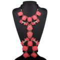 Bling Rhinestone Flower Belly Body Chain Bikini Beach Party Decro Necklace Jewelry - Red