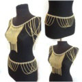 Calssic Alloy Shoulder Necklace Showgirl Tassels Belly Waist Body Chains Jewelry - Gold