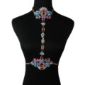 Calssic Rhinestone Flower Collar Pendant Necklace Bikini Beach Body Chain Jewelry - Colorful
