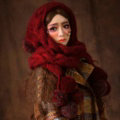 Calssic Twist Knitted Wool Caps Women Winter Long Fur Ball Bib Hooded Scarf Hats - Dark Red