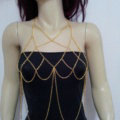 Delicate Alloy Body Chain Mesh Bra Slave Harness Dress Decor Necklace Jewelry - Gold