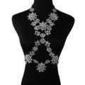 Exaggerate Rhinestone Flower Collar Pendant Necklace Bikini Showgirl Body Chain Jewelry - White