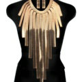 Exaggerated Long Tassel Choker Necklace Showgirl Punk Dress Decor Jewelry - Gold